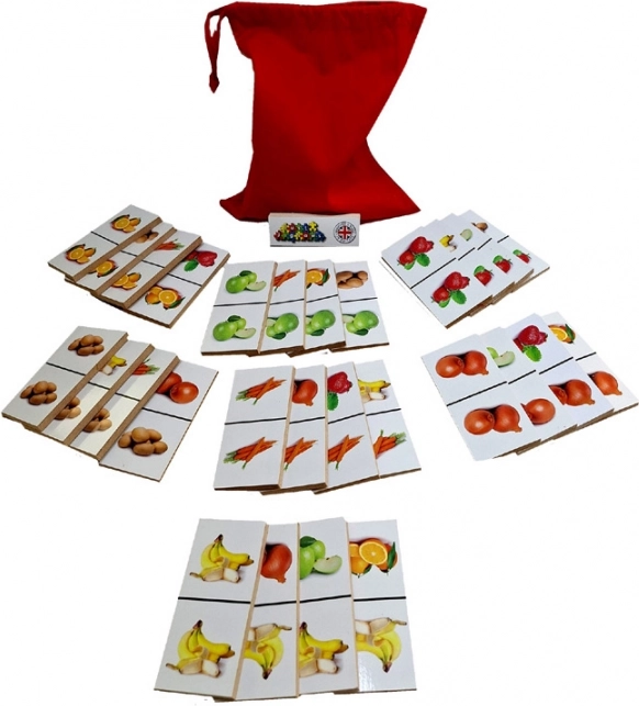 Wooden Domino Fruits and Vegetables 28 Pieces