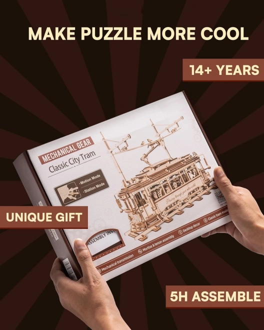 RoboTime 3D houten mechanische puzzel Tram