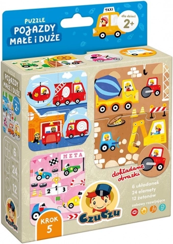 Puzzel voertuigen klein en groot – spel en puzzel in één