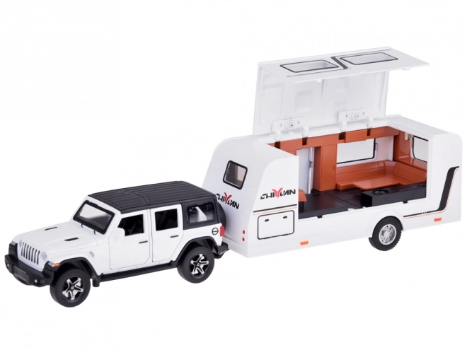 Auto voor vakantie terreinwagen en kampeerwagen met verlichting