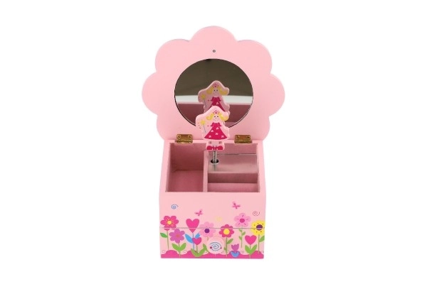 Sieradenkastje Princess hout muziek bloempot lade 14,5x8x14,5cm