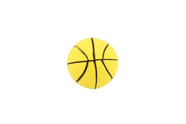 Bal basketbal rubber 8,5cm in net, mogelijkheid tot 5 kleuren
