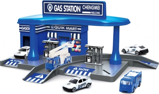 Police Gas Station with Two Cars