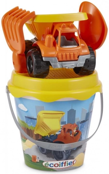 Seau à sable avec camion de chantier et accessoires 17 cm