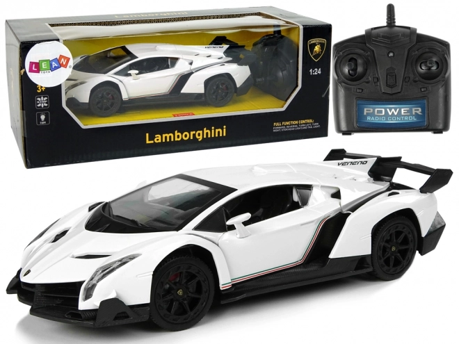 Voiture de sport R/C 1:24 Lamborghini Veneno Blanche 2.4 G Lumières
