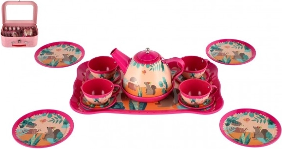 Kinder-Teeset aus Blech im Koffer, 15 Teile
