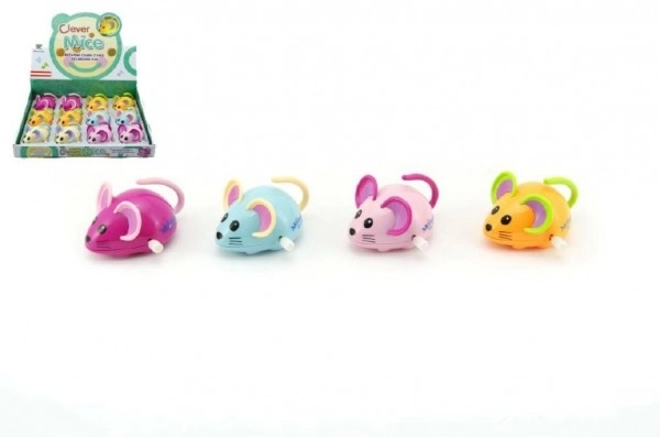 Plastic opwindbare muis 8 cm, 5 kleuren
