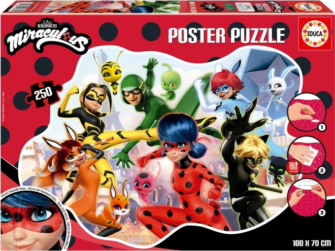 Posterpuzzel Miraculous: Ladybug en Zwarte Kat 250 stukjes