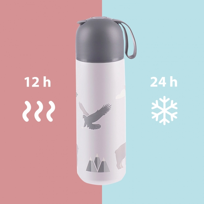 Thermos pour liquides avec poignée en silicone 400 ml, Montagnes