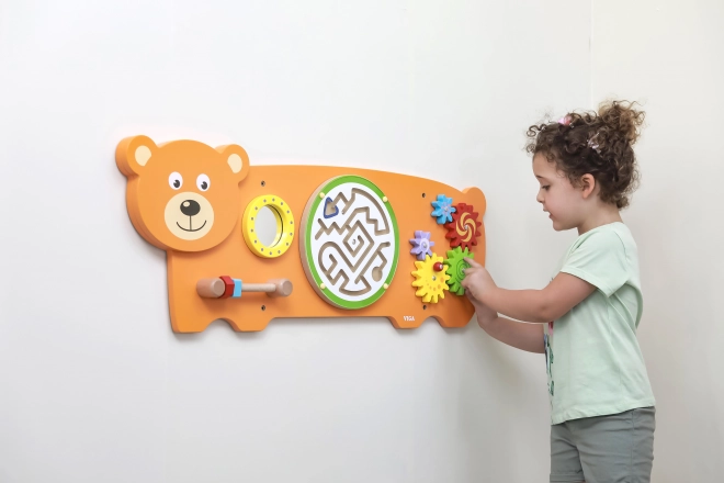 Plaque sensorielle murale en bois - ours