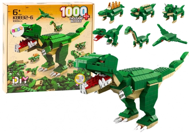 Bouwstenen dinosaurussen 6v1 DIY Dinosaur Set 1000 stuks.