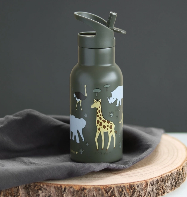 A Little Lovely Company Stainless steel drinking bottle 500 ml – Animals of the savannah