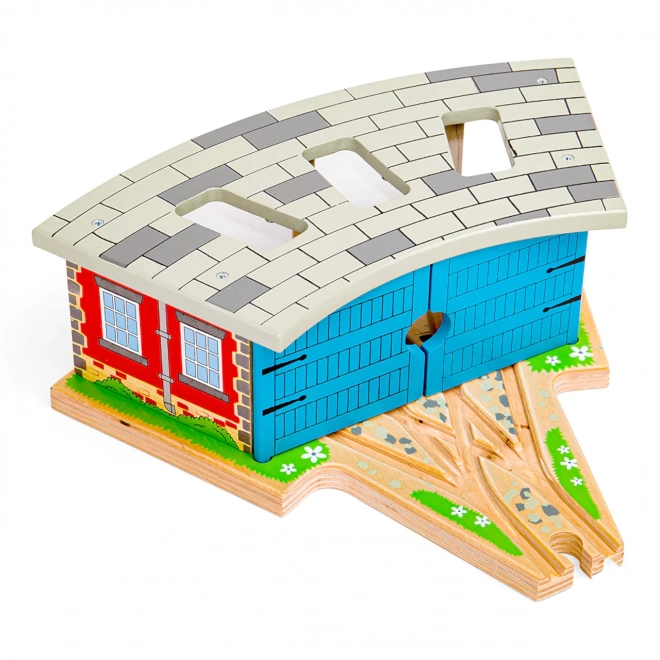 Bigjigs Rail Drievoudig Depot met Deuren