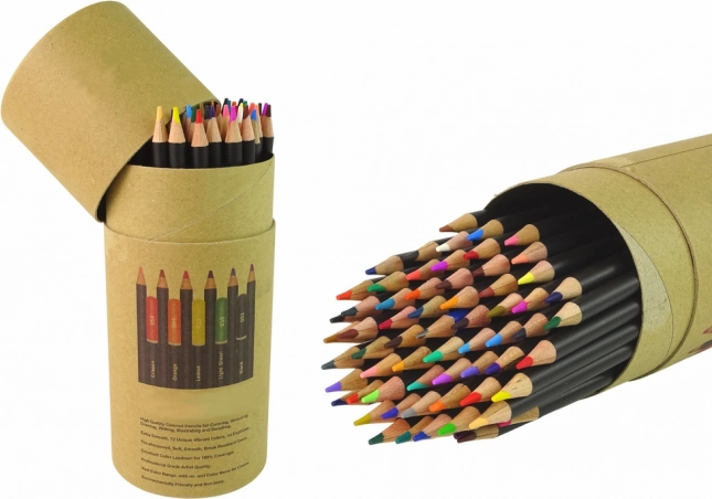 Colored Pencil Set in Tube with Sharpener and Eraser, 74 pcs