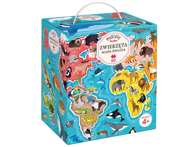 Puzzel 60 stukjes Puzzlove - Wereldkaart Dieren