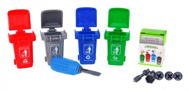 Interactieve vuilniswagen voor kinderen 3+ Leert over ecologie + 4 containers + afvalkaart