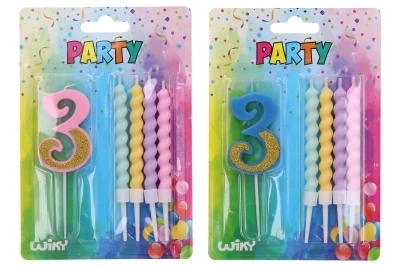 Feestkaars nummer 3 met extra kaarsen