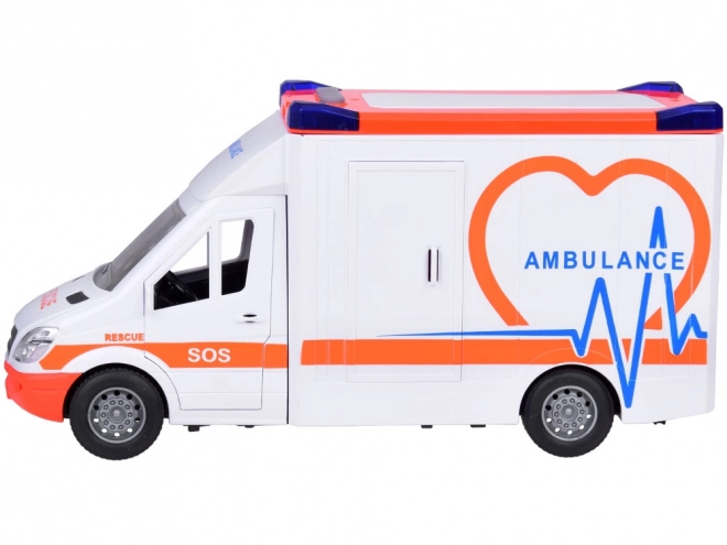 Interactieve ambulance met klapdeuren en licht- en geluidseffecten