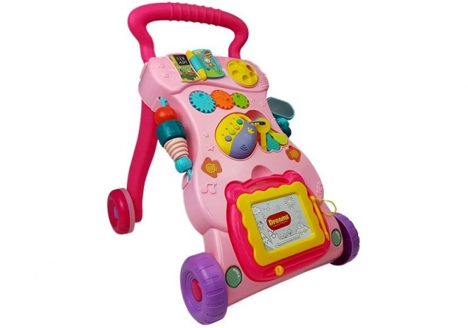 Roze kinderwagen met slinger
