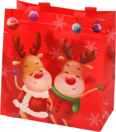 Rode cadeautas met rendiermotief 23 × 21,5 × 11 cm