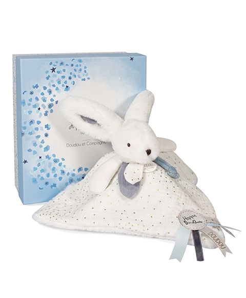 Doudou cadeau set blauw - konijntje met dekentje