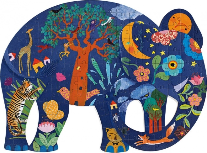 DJECO Puzzle silhouette Éléphant 150 pièces