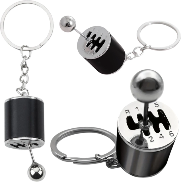 Metal keychain gear shifter – black