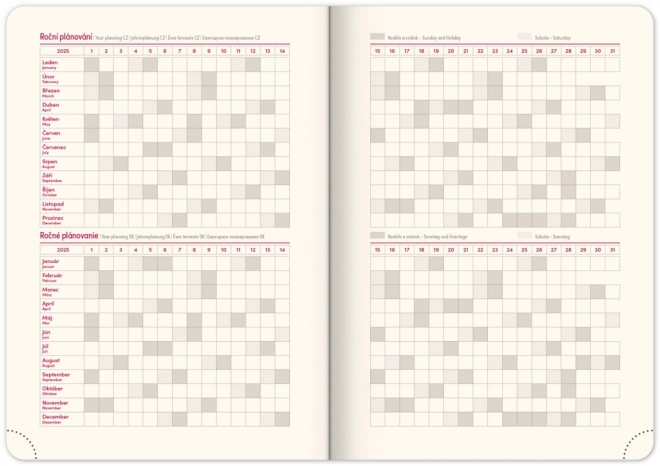 NOTIQUE Journal Hebdomadaire Twill 2025, bleu-argent, 15 x 21 cm