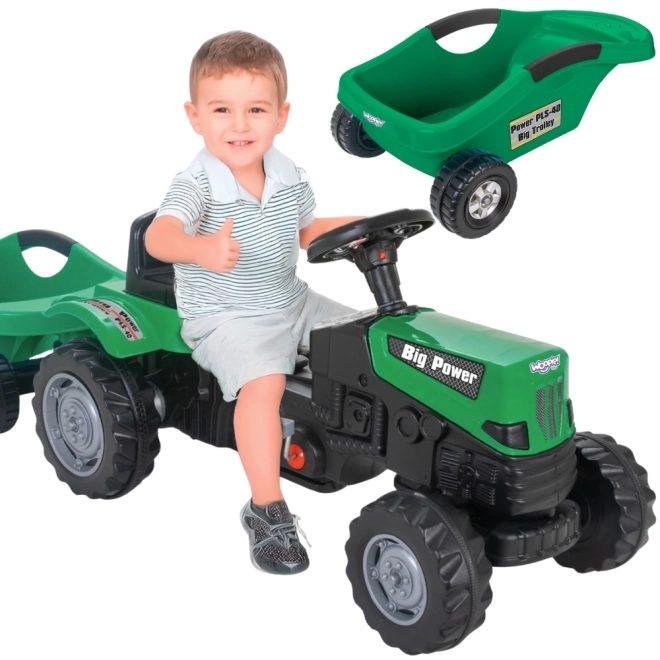 Kinder traptractor Big Power met aanhanger