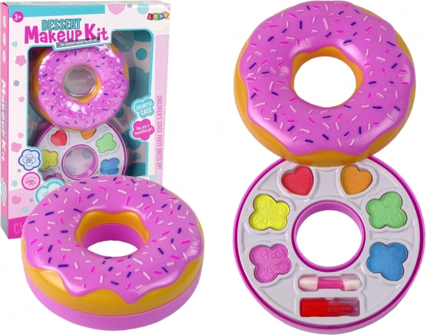 Palette d’ombres à paupières pour enfants en forme de donut avec rouge à lèvres
