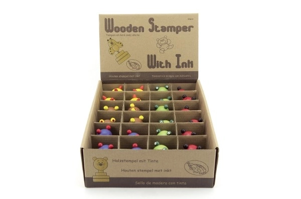 Stempel hout 6cm ass. 5 soorten 20 in doos
