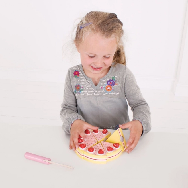 Bigjigs Toys Houten Snijtaart met Aardbeien