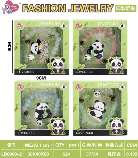 Panda-sieradenset – roze kinderarmband