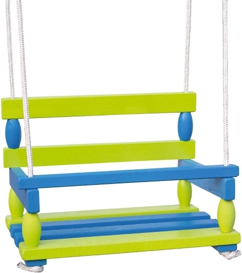 Balançoire en bois pour enfants 40 × 30 cm, charge max. 80 kg – Bleu-vert