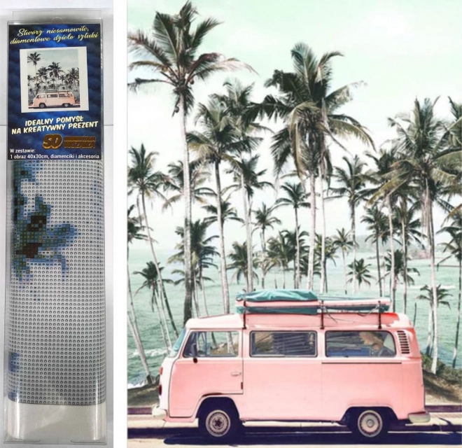 Peinture Diamant Rose Bus 30x40 cm
