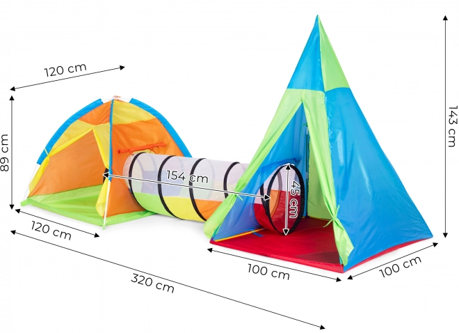 Kindertenten speelplaats 3 in 1 iglo tipi tunnel IPLAY