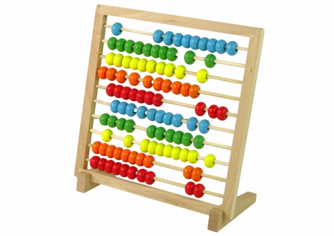 Houten telraam met gekleurde kralen