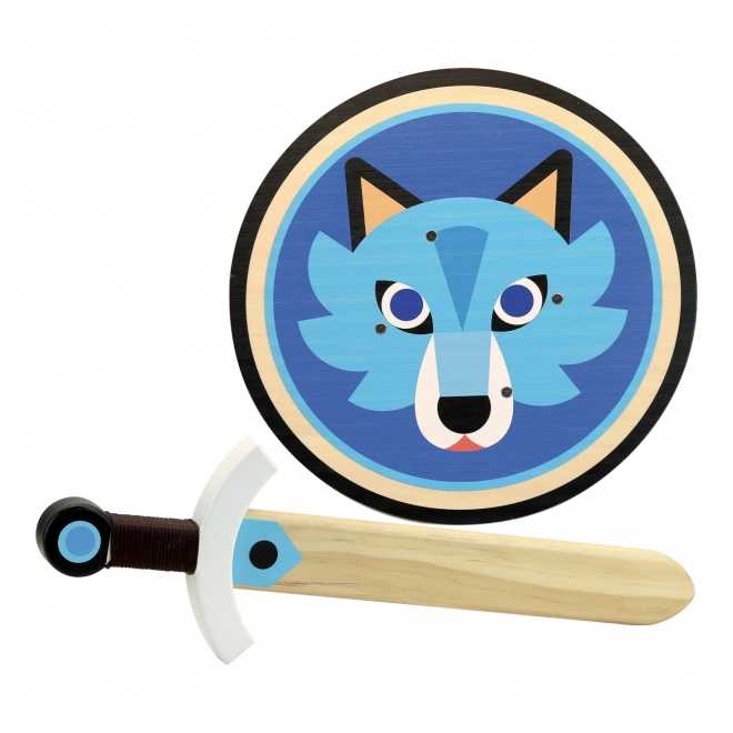 Vilac Houten Schild en Zwaard Wolf