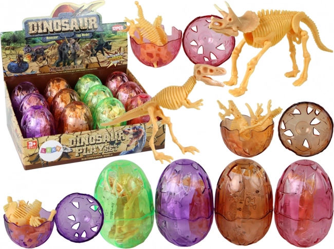 Opening dinosaur egg with skeleton – 9 cm, 4 colors