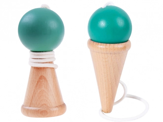 Houten behendigheidsspel vang de bal
