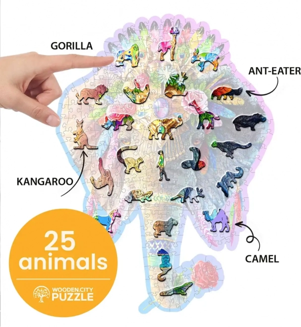 Houten puzzel Elegante olifant van WOODEN CITY, 250 stukjes