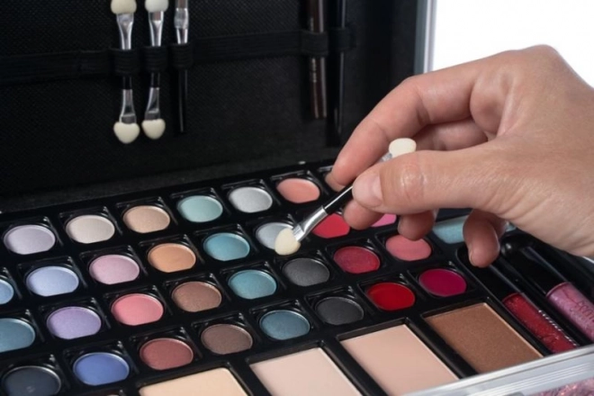 Trousse de maquillage rose moyen