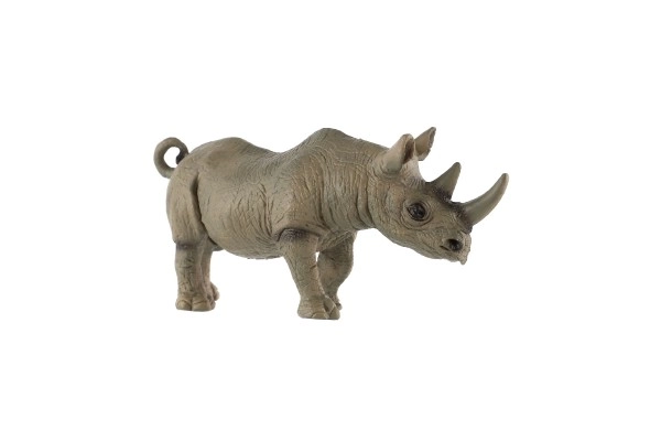 Neushoorn met twee hoorns van plastic 14 cm in zakje