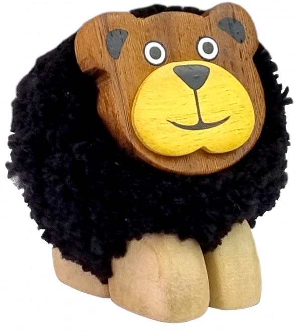 Dekorative Holzfigur Bär XL Pompon