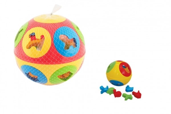 Vormbal plastic diameter 13cm 2 kleuren in netje 12m+