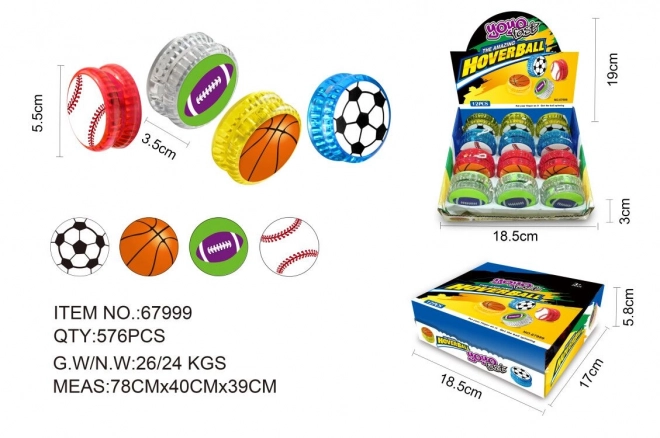Jojo sportbal met lichteffecten 5,5 cm