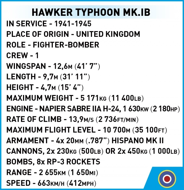 Bausteine Hawker Typhoon Mk.1B
