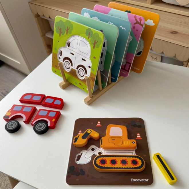 Puzzle en bois véhicules Montessori Woopie FSC