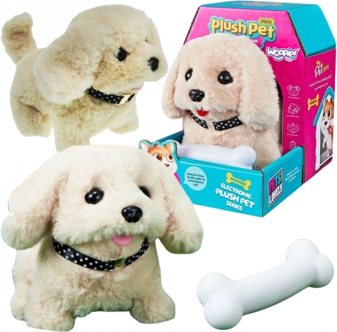 Woopie interactive plush puppy with bone (Bichon or Golden Retriever)