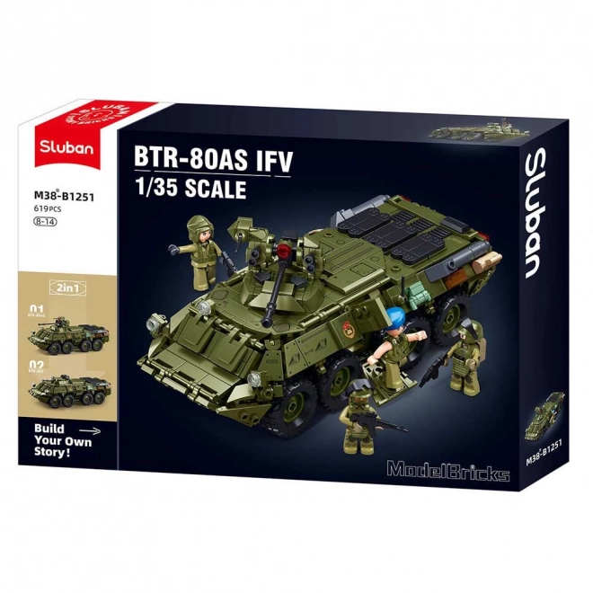 Bouwpakket tank BTR-80AS IFV van Sluban in schaal 1:35